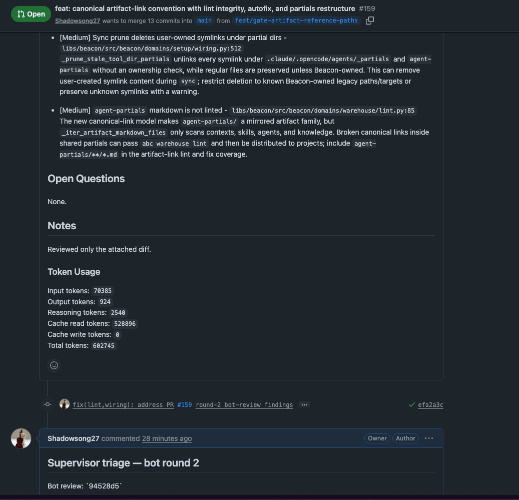 PR #159 bot review and supervisor triage comments